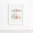 Quadro Cacto Flores Moldura Branca 22x32cm