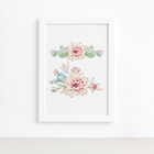 Quadro Cacto Flores Moldura Branca 22x32cm