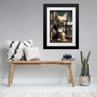 Quadro Café Bulldog Francês- 60x48cm Moldura Branca