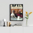Quadro Café Cachorrinho Cafeteria 45x34cm - Com Vidro Moldura