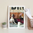 Quadro Café Cachorrinho Cafeteria 45x34cm - Com Vidro Moldura