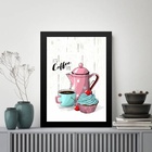 Quadro Café Com Cupcake 33x24cm - Com Vidro Moldura Preta