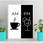 Quadro Café Drink Am Pm 24x18cm - Com Vidro Moldura:madeira P