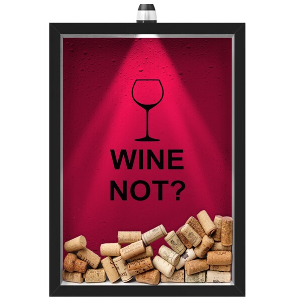 Quadro Caixa Porta Rolha (com Led) Vinho Wine Not