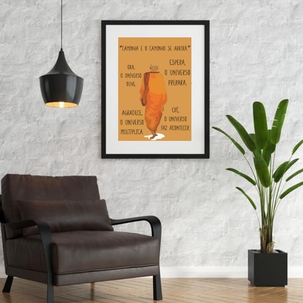 Quadro Caminha E O Caminho Se Abrirá - 60x48cm Moldura:madeir