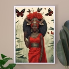 Quadro Candomblé Iansã 45x34cm - Com Vidro Moldura:madeira Pr