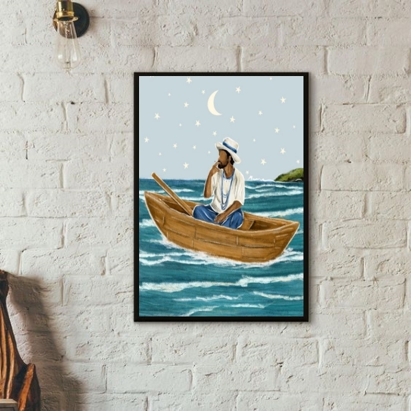 Quadro Candomblé - Marinheiro 45x34cm - Com Vidro Moldura:mad