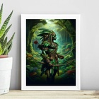 Quadro Candomblé - Oxossi Guerreiro 33x24cm Moldura:madeira P