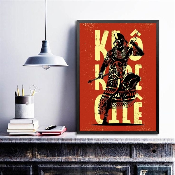 Quadro Candomblé Poster Xangô 45x34cm Moldura:madeira Branca