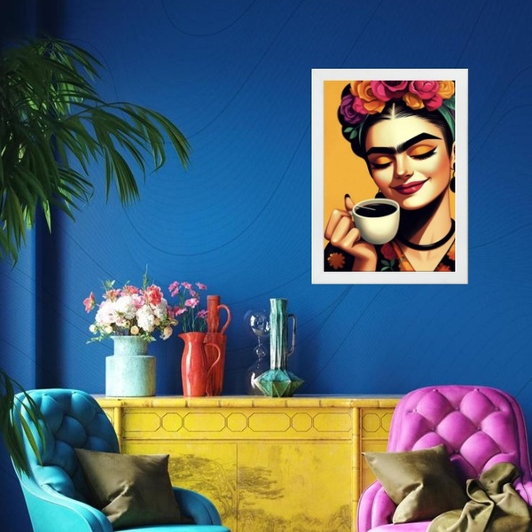 Quadro Cantinho Do Café Frida 45x34cm - Com Vidro Moldura:mad