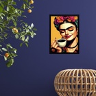 Quadro Cantinho Do Café Frida 45x34cm Moldura:madeira Branca