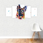 Quadro Canvas Cachorro Tinta Colorida 200x100cm