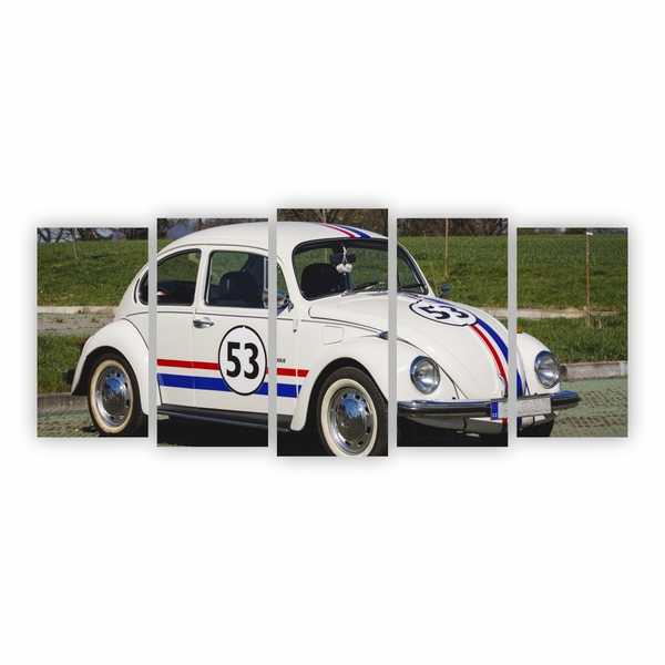 Quadro Canvas Fusca Branco Herbie 53 Filme 155x65cm