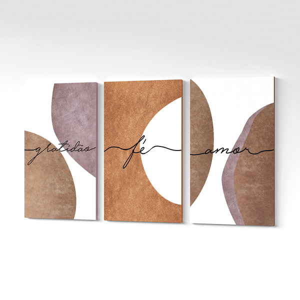 Quadro Canvas Gratidão Fé Amor Minimalista Frases 125x65cm