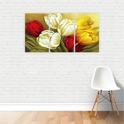 Quadro Canvas Pintura Rosas E Flores Coloridas 125x65cm