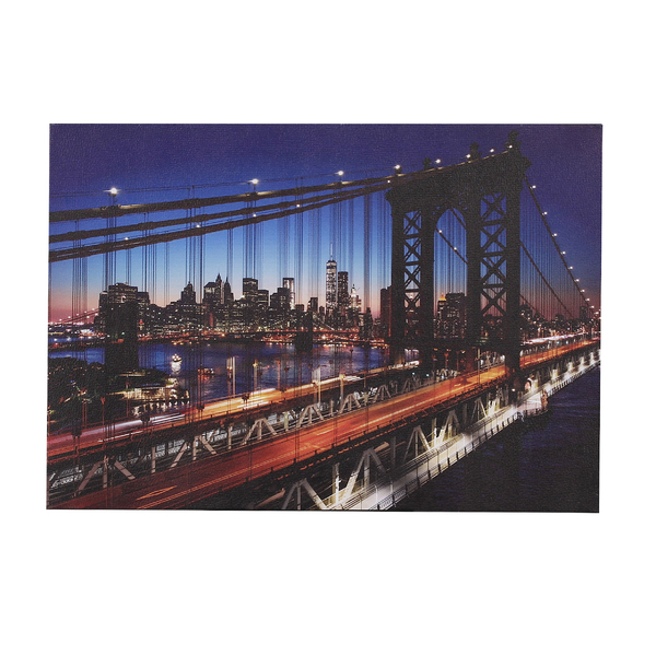 Quadro Canvas Ponte Manhattan Nova York Azul 50x35cm Inspire Leroy Merlin