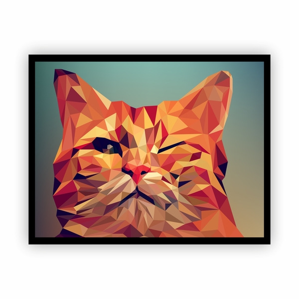 Quadro Canvas Premium Gato Animal Pet Com Moldura 90x60cm