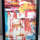 Quadro Canvas Premium Moldura Abstrato Folhas Cores 60x40cm