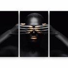 Quadro Canvas Premium Mulher Preta Mãos Douradas 125x65cm