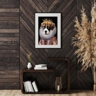 Quadro Cão Boxer Vestido Rainha - 60x48cm Moldura:madeira Bra