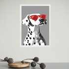 Quadro Cão Dalmata Com Óculos Vermelho 45x34cm Moldura Preta