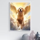 Quadro Cão Golden Retriever Com Asas 24x18cm Moldura:madeira
