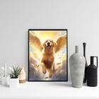 Quadro Cão Golden Retriever Com Asas 45x34cm Moldura:madeira