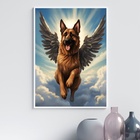 Quadro Cão Pastor Alemão Com Asas 45x34cm Moldura:madeira Pre