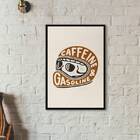 Quadro Capacete Gasoline E Caffeine 24x18cm Moldura:madeira B