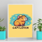 Quadro Capivara - Capilover 24x18cm - Com Vidro Moldura Branca
