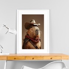 Quadro Capivara Cowboy - 60x48cm Moldura Preta