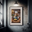 Quadro Capivara Cozinhando - 60x48cm Moldura Preta