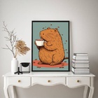 Quadro Capivara - Hora Do Café 24x18cm Moldura Preta