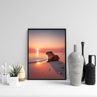 Quadro Capivara Na Praia - Por Do Sol 45x34cm - Com Vidro Mol