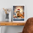 Quadro Capivara Natalina 24x18cm Moldura Preta