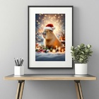 Quadro Capivara Natalina - 60x48cm Moldura Preta