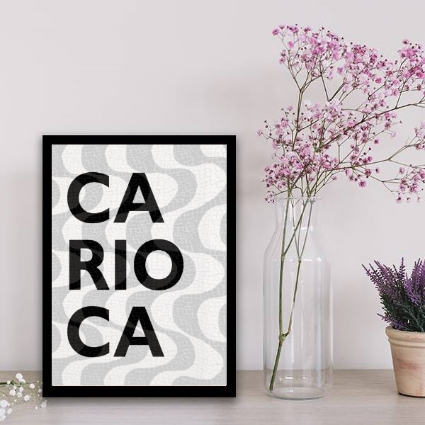 Quadro Carioca Calçada Copacabana 24x18cm Moldura:madeira Bra