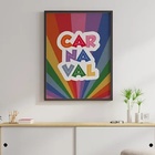 Quadro Carnaval Arco-íris Colorido 33x24cm - Com Vidro Moldur