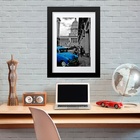 Quadro Carro Antigo Azul - 60x48cm Moldura:madeira Branca