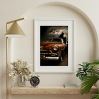 Quadro Carro Antigo Bronze - 60x48cm Moldura:madeira Branca