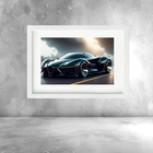 Quadro Carro Esportivo Preto Horizontal - 60x48cm Moldura Pre
