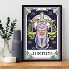 Quadro Carta Tarot Gato Justiça 24x18cm Moldura:madeira Branca