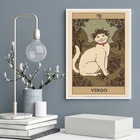 Quadro Carta Tarot Gato Signo De Virgem 33x24cm Moldura:madei