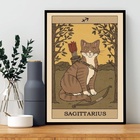 Quadro Carta Tarot Gato Signo Sagitário 33x24cm - Com Vidro M