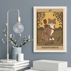 Quadro Carta Tarot Gato Signo Sagitário 45x34cm - Com Vidro M