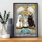 Quadro Carta Tarot Gato The Lovers 33x24cm Moldura:madeira Pr