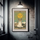 Quadro Carta Tarot Gato The Sun - 60x48cm Moldura:madeira Bra