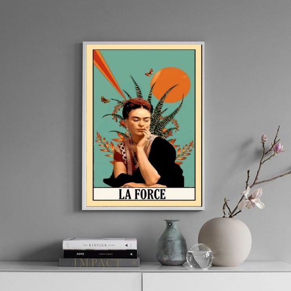 Quadro Carta Tarot La Force - Frida 33x24cm Moldura:madeira P