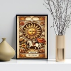 Quadro Carta Tarot Vintage - The Sun 24x18cm - Com Vidro Mold