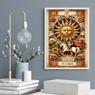 Quadro Carta Tarot Vintage - The Sun 45x34cm Moldura Preta